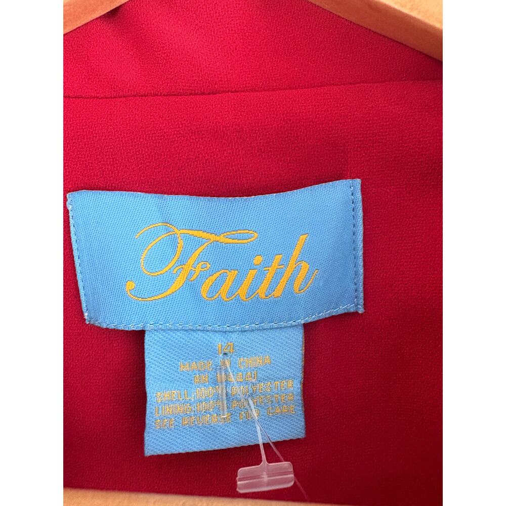 Faith Vintage Red Pant Suit Set Womens Size 14 Beaded Blazer Pants NWT - Picture 9 of 13